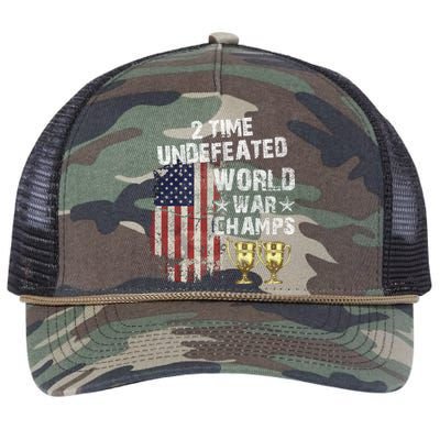 2 Time Undefeated World War Champs Distressed Gift Retro Rope Trucker Hat Cap