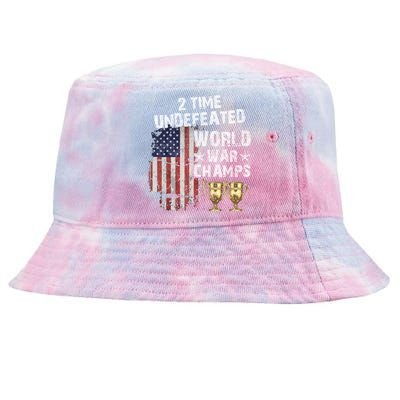 2 Time Undefeated World War Champs Distressed Gift Tie-Dyed Bucket Hat