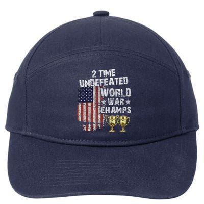 2 Time Undefeated World War Champs Distressed Gift 7-Panel Snapback Hat