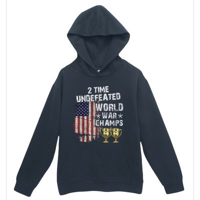 2 Time Undefeated World War Champs Distressed Gift Urban Pullover Hoodie