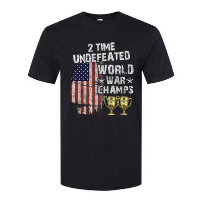 2 Time Undefeated World War Champs Distressed Gift Softstyle CVC T-Shirt