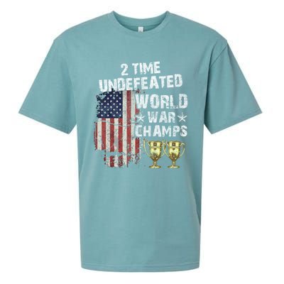 2 Time Undefeated World War Champs Distressed Gift Sueded Cloud Jersey T-Shirt