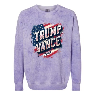 2024 Trump Vance Usa Flag Drip Colorblast Crewneck Sweatshirt