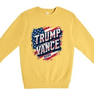 2024 Trump Vance Usa Flag Drip Premium Crewneck Sweatshirt