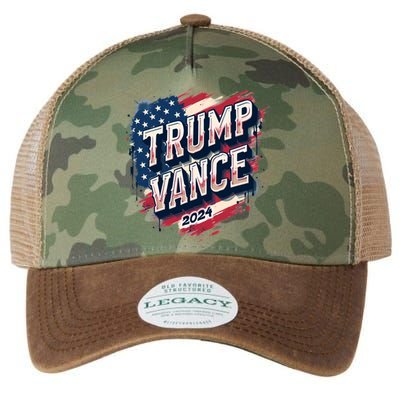 2024 Trump Vance Usa Flag Drip Legacy Tie Dye Trucker Hat