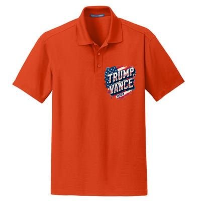 2024 Trump Vance Usa Flag Drip Dry Zone Grid Polo