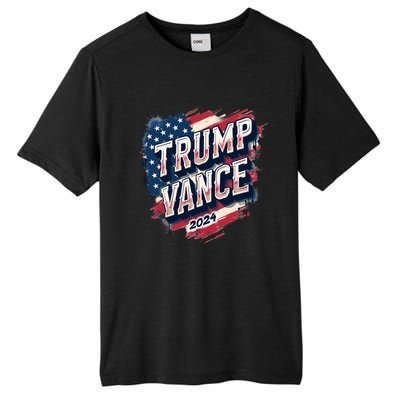 2024 Trump Vance Usa Flag Drip Tall Fusion ChromaSoft Performance T-Shirt