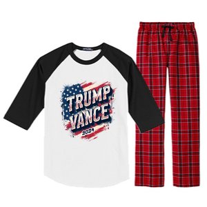 2024 Trump Vance Usa Flag Drip Raglan Sleeve Pajama Set