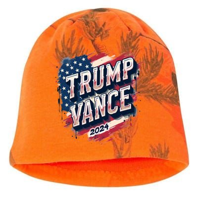 2024 Trump Vance Usa Flag Drip Kati - Camo Knit Beanie