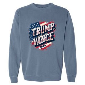 2024 Trump Vance Usa Flag Drip Garment-Dyed Sweatshirt