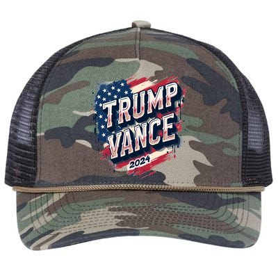 2024 Trump Vance Usa Flag Drip Retro Rope Trucker Hat Cap