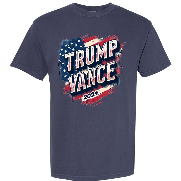 2024 Trump Vance Usa Flag Drip Garment-Dyed Heavyweight T-Shirt