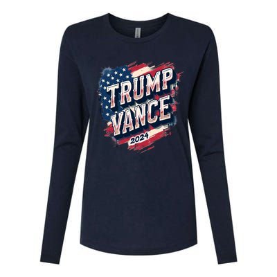 2024 Trump Vance Usa Flag Drip Womens Cotton Relaxed Long Sleeve T-Shirt