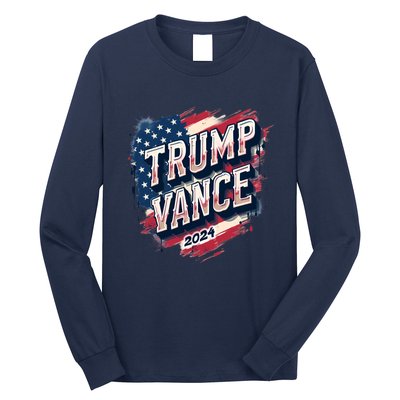 2024 Trump Vance Usa Flag Drip Long Sleeve Shirt