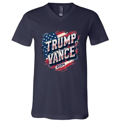 2024 Trump Vance Usa Flag Drip V-Neck T-Shirt