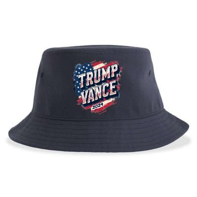 2024 Trump Vance Usa Flag Drip Sustainable Bucket Hat