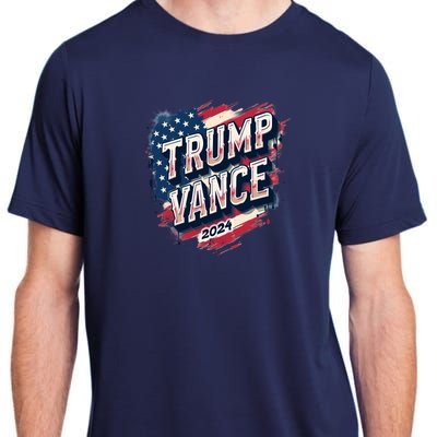 2024 Trump Vance Usa Flag Drip Adult ChromaSoft Performance T-Shirt