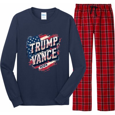 2024 Trump Vance Usa Flag Drip Long Sleeve Pajama Set