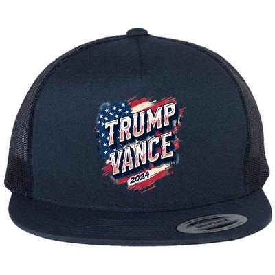 2024 Trump Vance Usa Flag Drip Flat Bill Trucker Hat