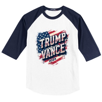 2024 Trump Vance Usa Flag Drip Baseball Sleeve Shirt