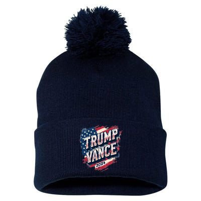 2024 Trump Vance Usa Flag Drip Pom Pom 12in Knit Beanie