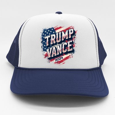 2024 Trump Vance Usa Flag Drip Trucker Hat