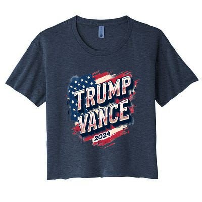 2024 Trump Vance Usa Flag Drip Women's Crop Top Tee