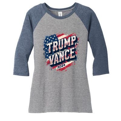 2024 Trump Vance Usa Flag Drip Women's Tri-Blend 3/4-Sleeve Raglan Shirt