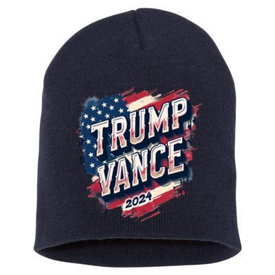 2024 Trump Vance Usa Flag Drip Short Acrylic Beanie