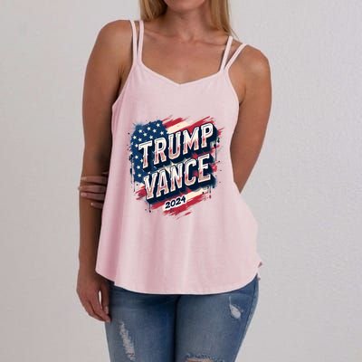 2024 Trump Vance Usa Flag Drip Women's Strappy Tank