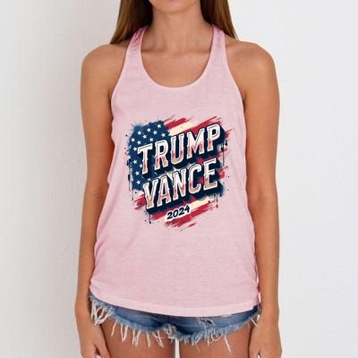 2024 Trump Vance Usa Flag Drip Women's Knotted Racerback Tank