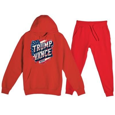 2024 Trump Vance Usa Flag Drip Premium Hooded Sweatsuit Set