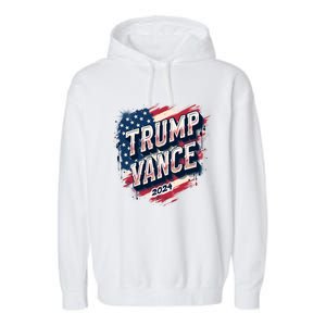 2024 Trump Vance Usa Flag Drip Garment-Dyed Fleece Hoodie