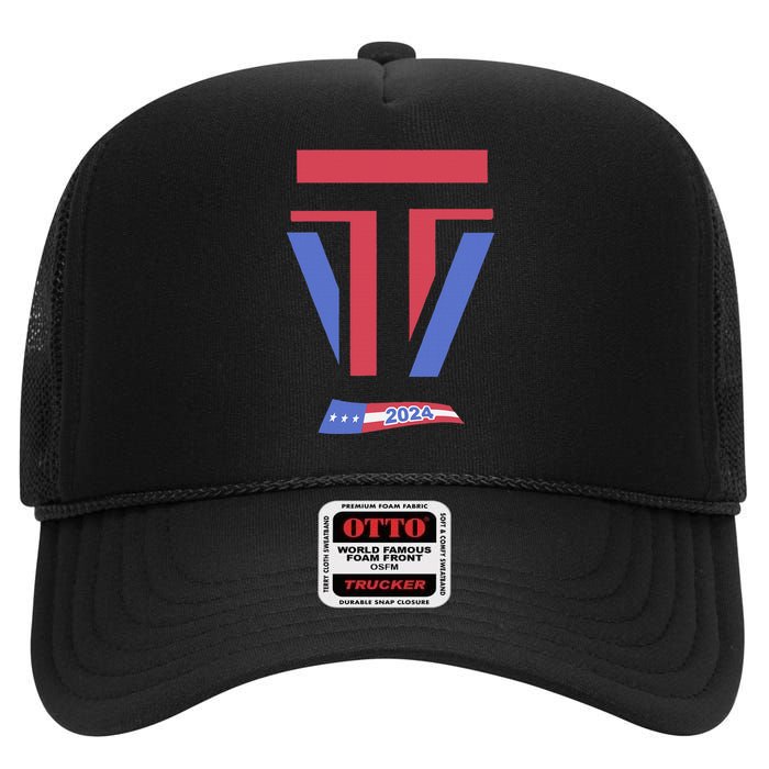 2024 Trump Vance High Crown Mesh Back Trucker Hat