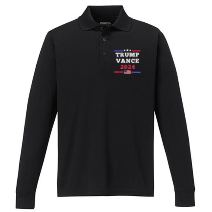 2024 Trump Vance Presidential Election Front And Back Performance Long Sleeve Polo