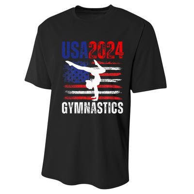 2024 Usa American Flag Gymnastics Gymnast Performance Sprint T-Shirt