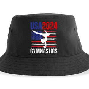 2024 Usa American Flag Gymnastics Gymnast 4th Of July Sustainable Bucket Hat