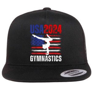 2024 Usa American Flag Gymnastics Gymnast 4th Of July Flat Bill Trucker Hat