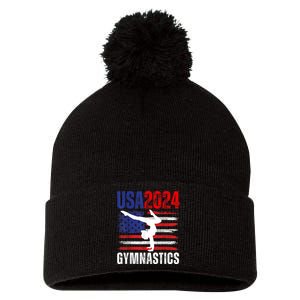 2024 Usa American Flag Gymnastics Gymnast 4th Of July Pom Pom 12in Knit Beanie