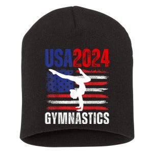 2024 Usa American Flag Gymnastics Gymnast 4th Of July Short Acrylic Beanie