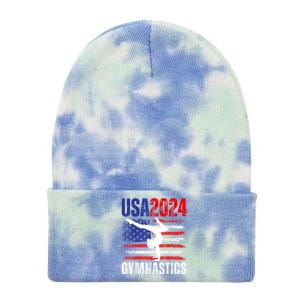 2024 Usa American Flag Gymnastics Gymnast 4th Of July Tie Dye 12in Knit Beanie