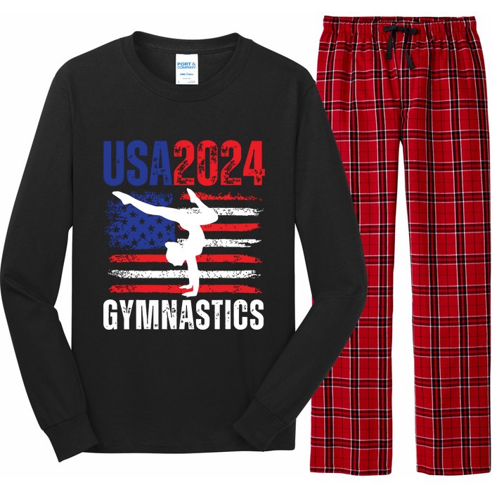 2024 Usa American Flag Gymnastics Gymnast Long Sleeve Pajama Set