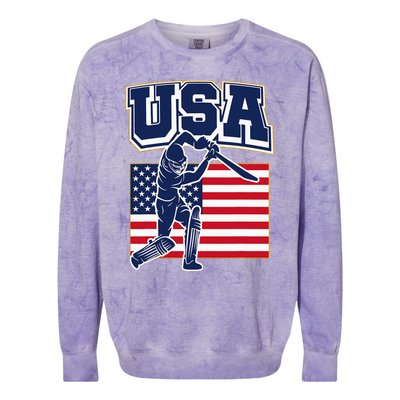 2024 Usa Cricket Jersey T20 Cricket 2024 Usa Cricket Fans Colorblast Crewneck Sweatshirt