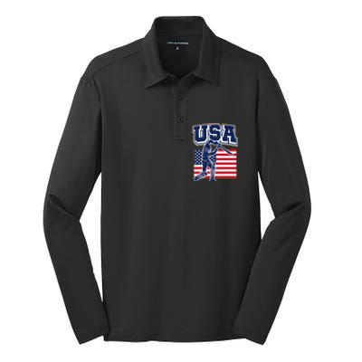 2024 Usa Cricket Jersey T20 Cricket 2024 Usa Cricket Fans Silk Touch Performance Long Sleeve Polo