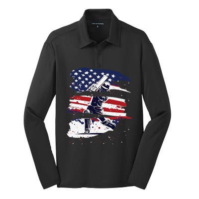 2024 Usa Cricket Jersey America Cricket In Usa Silk Touch Performance Long Sleeve Polo