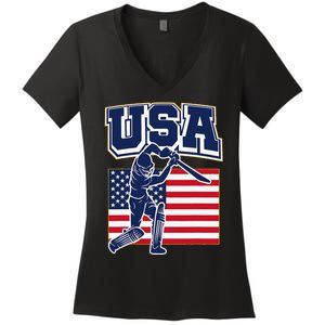 2024 Usa Cricket Jersey T20 Cricket 2024 Usa Women's V-Neck T-Shirt