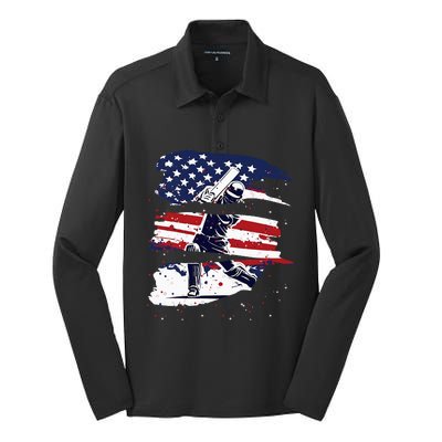 2024 Usa Cricket Jersey America Cricket In Usa Silk Touch Performance Long Sleeve Polo