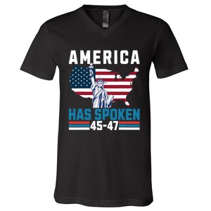 2024 Usa Election 45 47 America Has Spoken New President V-Neck T-Shirt