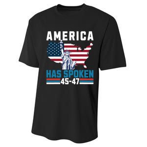 2024 Usa Election 45 47 America Has Spoken New President Performance Sprint T-Shirt