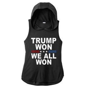 2024 Usa Flag Trump Won Ladies PosiCharge Tri-Blend Wicking Draft Hoodie Tank